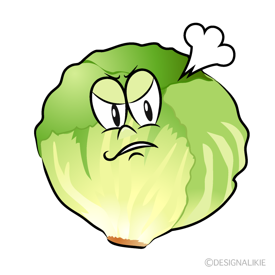 Angry Lettuce Cartoon Character Image