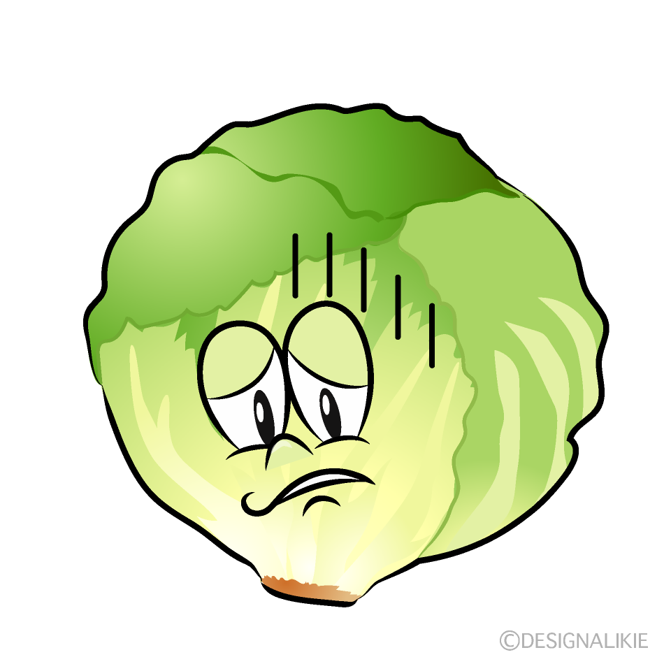 Depressed Lettuce Cartoon Character Image