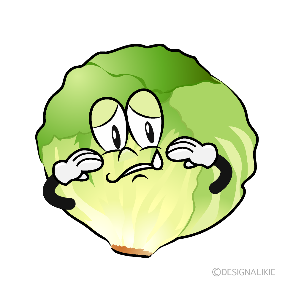Sad Lettuce Cartoon Character Image