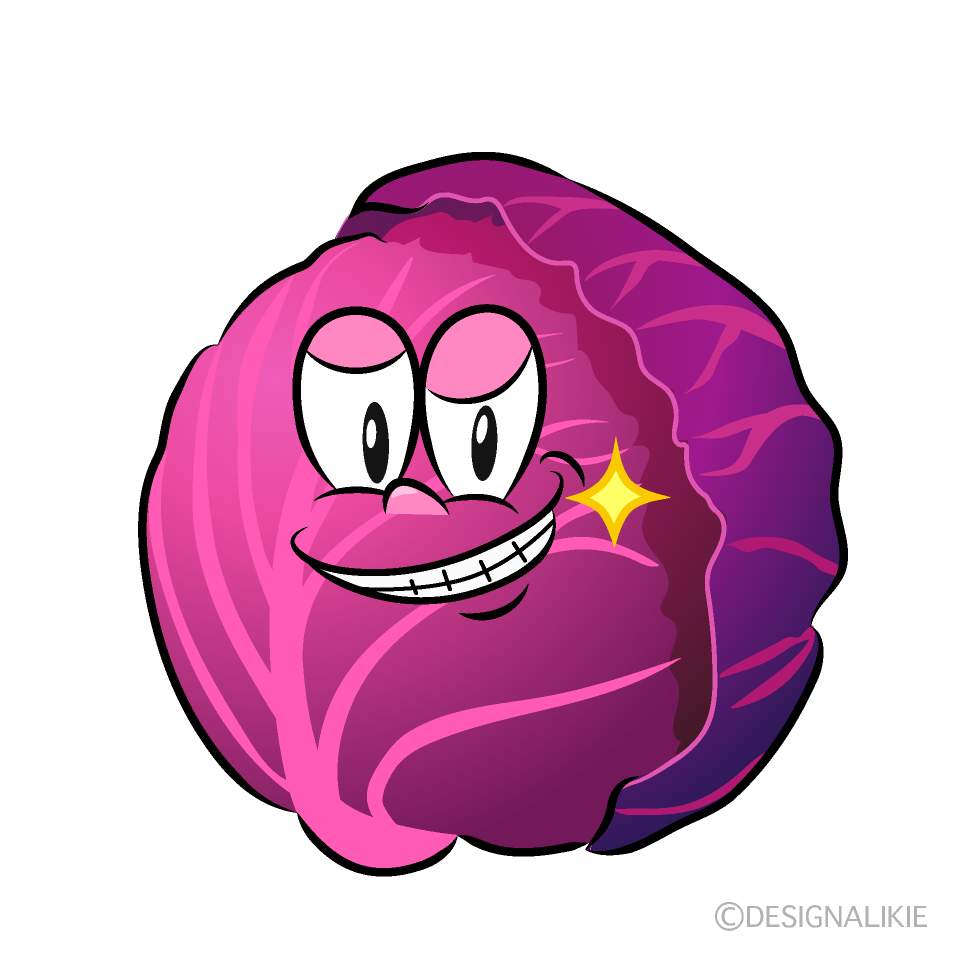 Grinning Red Cabbage Cartoon Character Image