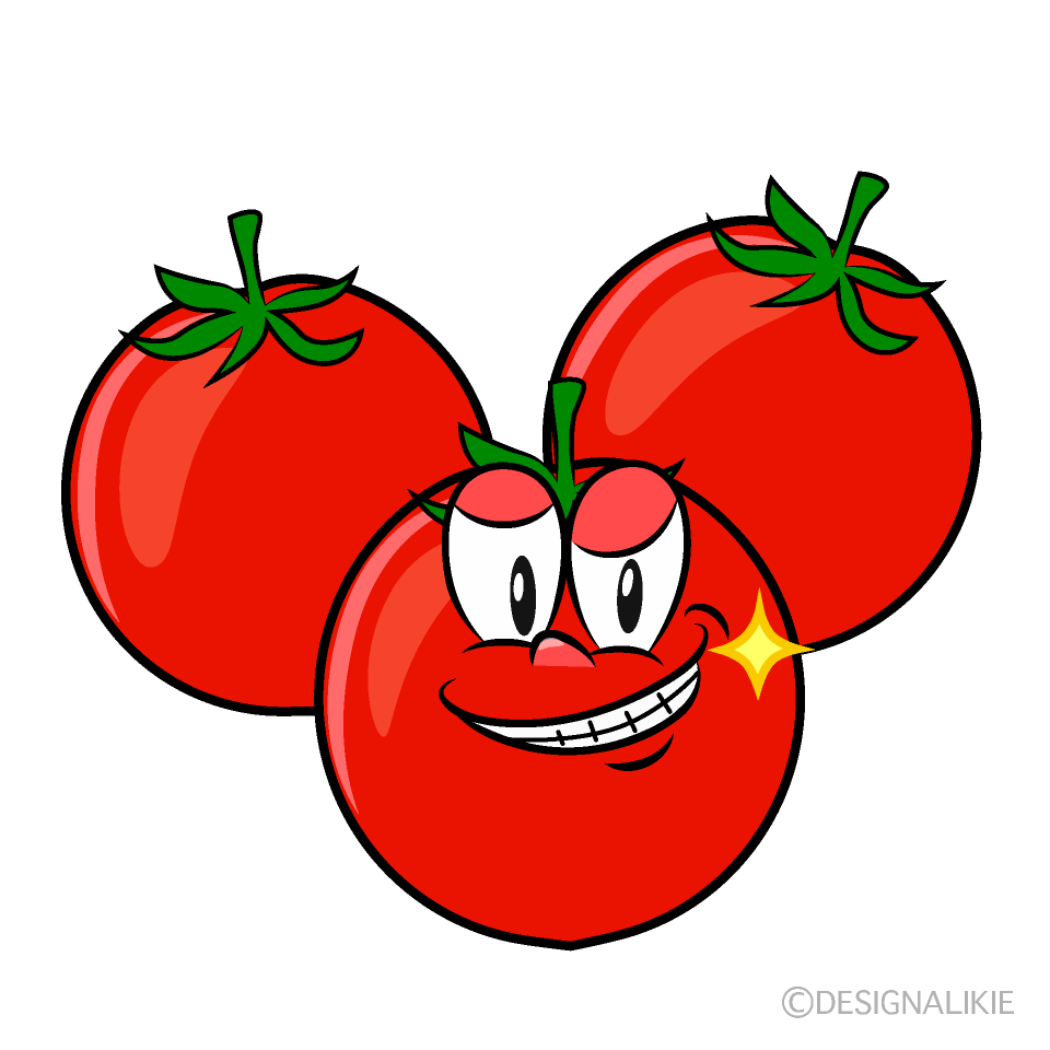 Grinning Cherry Tomato Cartoon Character Image
