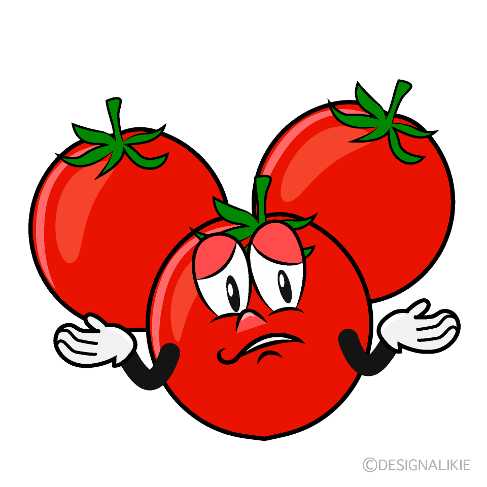 Troubled Cherry Tomato Cartoon Character Image