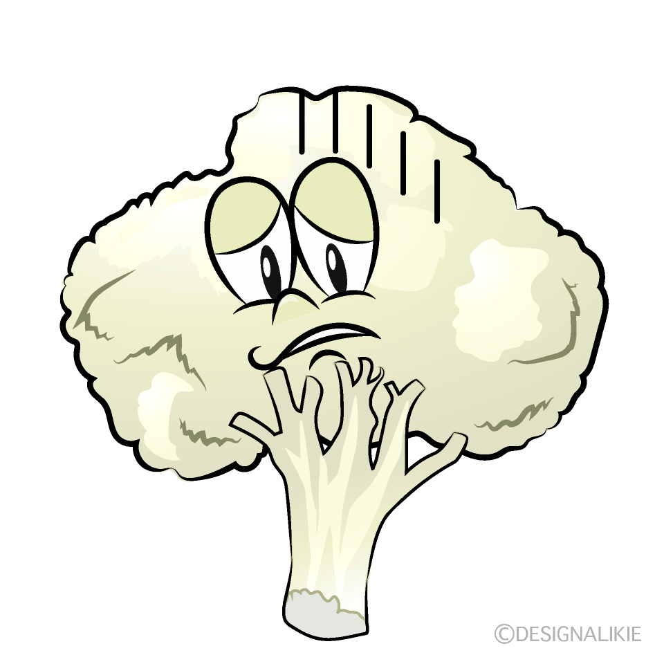 Depressed Cauliflower Cartoon Character Image
