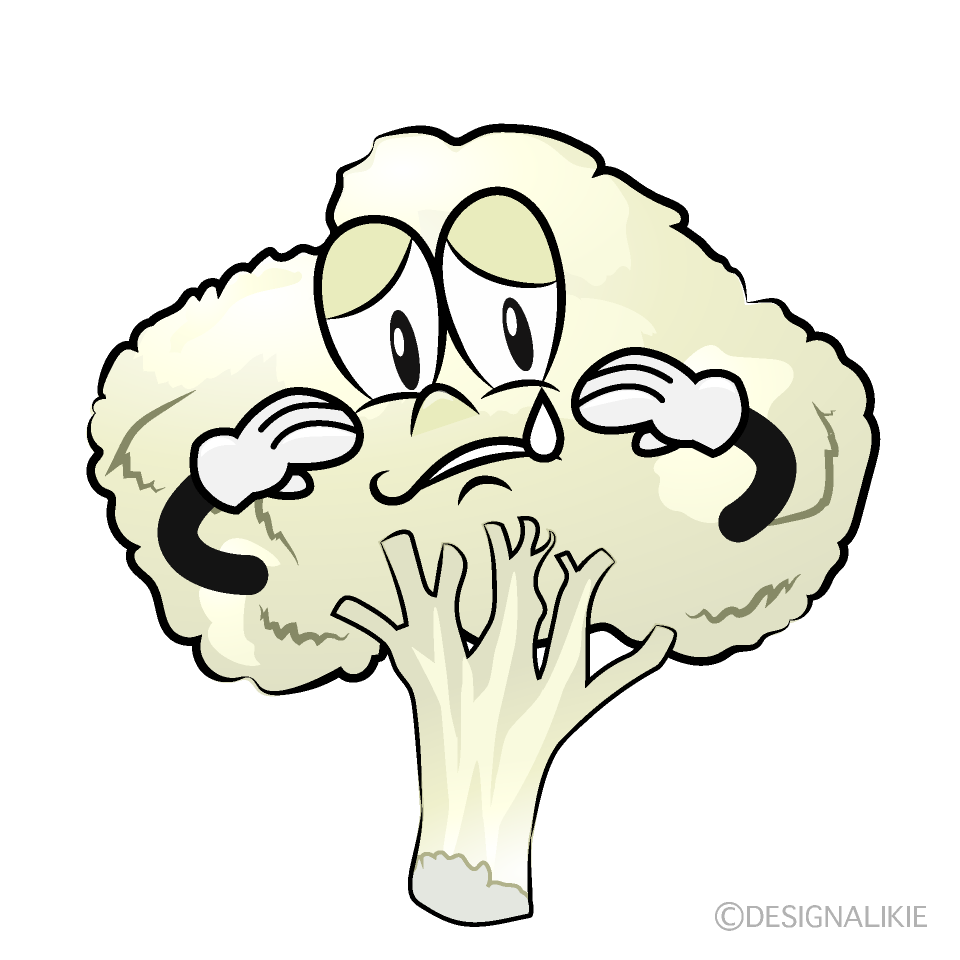Sad Cauliflower Cartoon Character Image