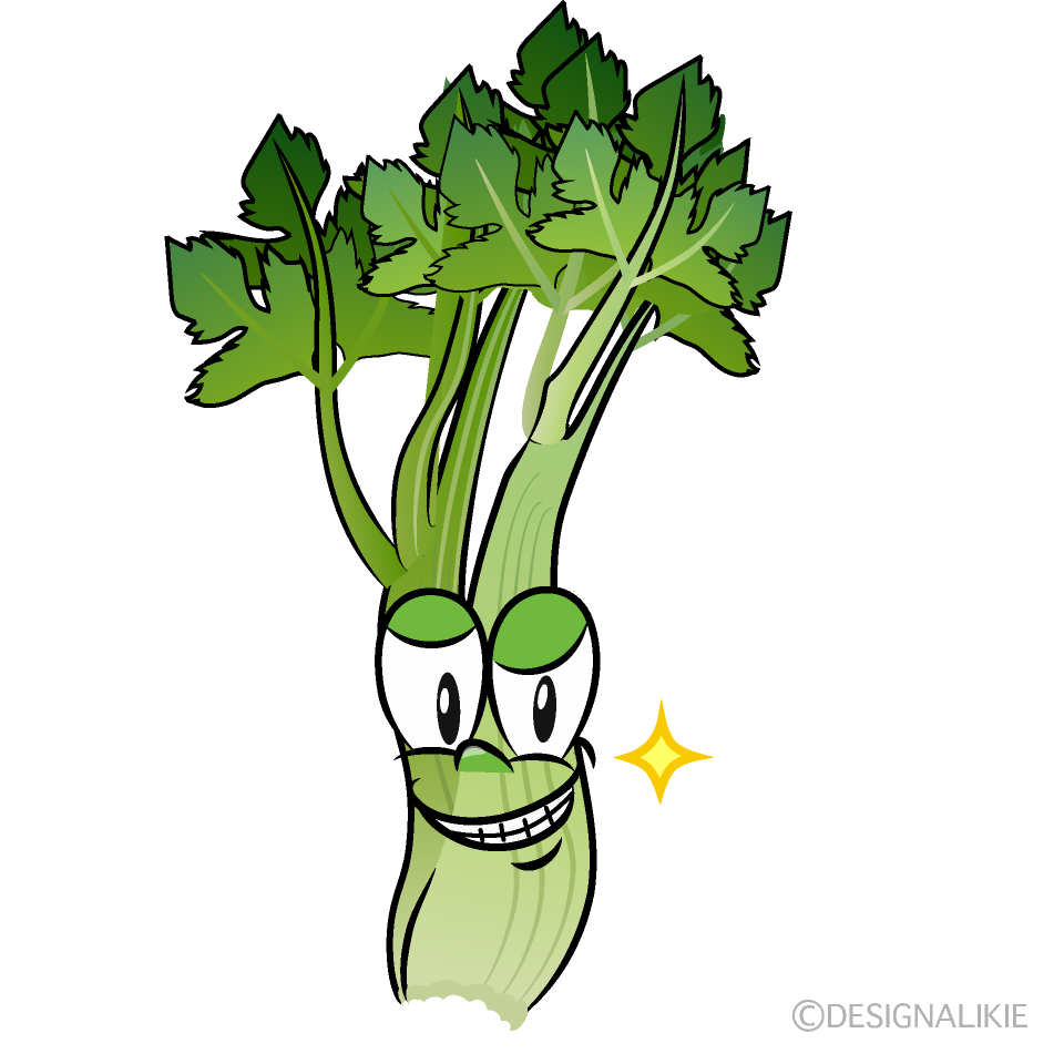 Grinning Celery Cartoon Character Image