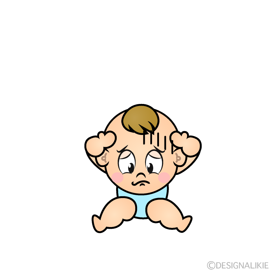 Depressed Baby Boy Cartoon Character Image
