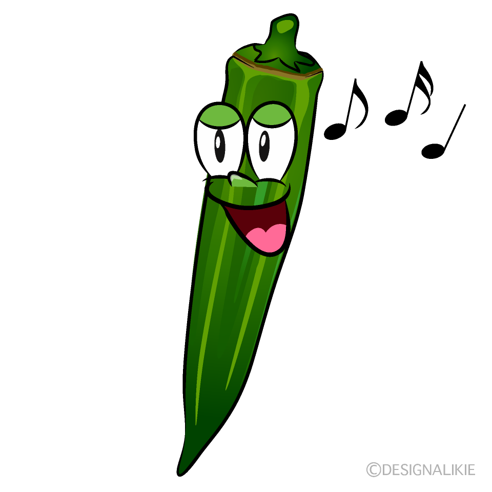 Singing Okra Cartoon Character Image