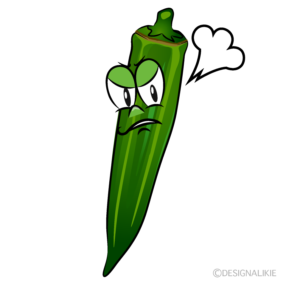 Angry Okra Cartoon Character Image