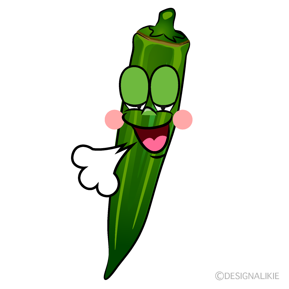 Relaxing Okra Cartoon Character Image