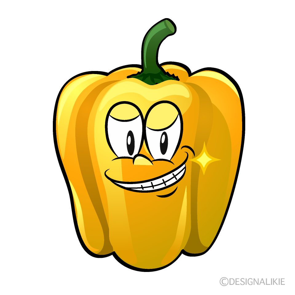 Grinning Yellow Pepper Cartoon Character Image