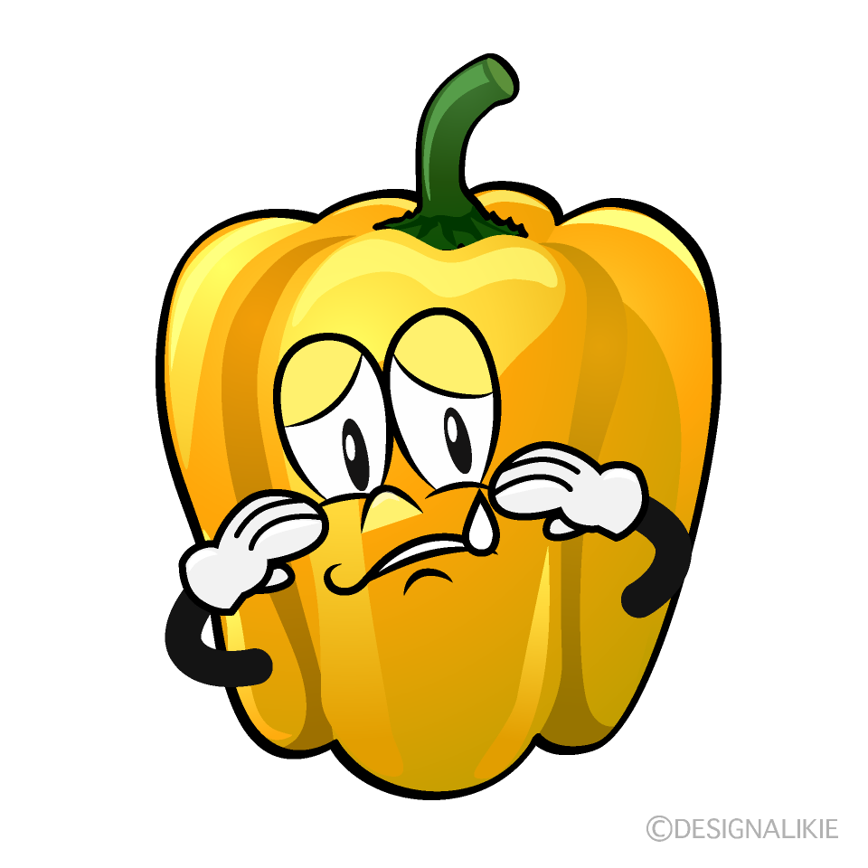 Sad Yellow Pepper Cartoon Character Image