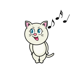 Singing White Cat