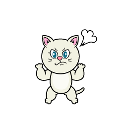 Angry White Cat